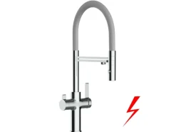 VIZIO NIEDERDRUCK 3 Wege Wasserhahn Küchenarmatur FC mit 360° Schwenkbarem Auslauf Abnehmbare 2 Strahl Handbrause Verchromt   Grau