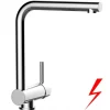 VIZIO Niederdruck Wasserhahn Vorfenster Küchenarmatur Umklappbar 6 CM mit 360° Schwenkbarem L Auslauf Verchromt