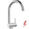 VIZIO Niederdruck Wasserhahn Vorfenster Küchenarmatur Umklappbar 6 CM mit 360° Schwenkbarem U Auslauf Verchromt