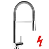 VIZIO Niederdruck Wasserhahn Vorfenster Küchenarmatur Umklappbar 6 CM mit 360° Schwenkbarem Auslauf Abnehmbare 2 Strahl Handbrause Verchromt
