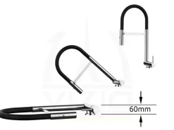 VIZIO Niederdruck Wasserhahn Vorfenster Küchenarmatur Umklappbar 6 CM mit 360° Schwenkbarem Auslauf Abnehmbare 2 Strahl Handbrause Verchromt