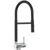 VIZIO NIEDERDRUCK Wasserhahn Vorfenster Küchenarmatur Umklappbar 6 CM 360° Schwenkbarem Auslauf Abnehmbare 2 Strahl Brause Chrom   Schwarz Matt