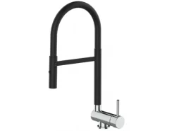 VIZIO NIEDERDRUCK Wasserhahn Vorfenster Küchenarmatur Umklappbar 6 CM 360° Schwenkbarem Auslauf Abnehmbare 2 Strahl Brause Chrom   Schwarz Matt