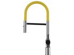 VIZIO Wasserhahn Küchenarmatur BOD mit 360° Schwenkbarem Auslauf Abnehmbare 2 Strahl Handbrause Verchromt Gelb