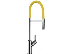 VIZIO Wasserhahn Küchenarmatur BOD mit 360° Schwenkbarem Auslauf Abnehmbare 2 Strahl Handbrause Verchromt Gelb