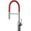 VIZIO Wasserhahn Küchenarmatur BOD mit 360° Schwenkbarem Auslauf Abnehmbare 2 Strahl Handbrause Verchromt   Rot