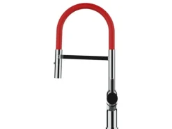 VIZIO Wasserhahn Küchenarmatur BOD mit 360° Schwenkbarem Auslauf Abnehmbare 2 Strahl Handbrause Verchromt Rot