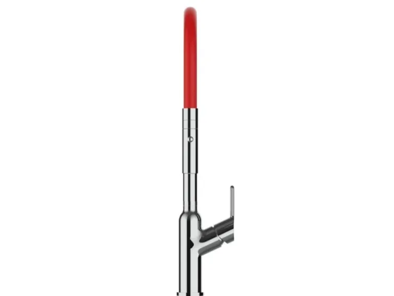 VIZIO Wasserhahn Küchenarmatur BOD mit 360° Schwenkbarem Auslauf Abnehmbare 2 Strahl Handbrause Verchromt Rot