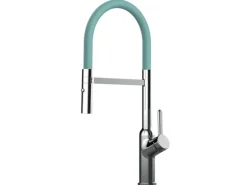 VIZIO Wasserhahn Küchenarmatur BOD mit 360° Schwenkbarem Auslauf Abnehmbare 2 Strahl Handbrause Verchromt   Türkis