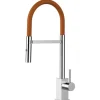 VIZIO Wasserhahn Küchenarmatur QU mit 360° Schwenkbarem Auslauf Abnehmbare 2 Strahl Handbrause Verchromt   Orange