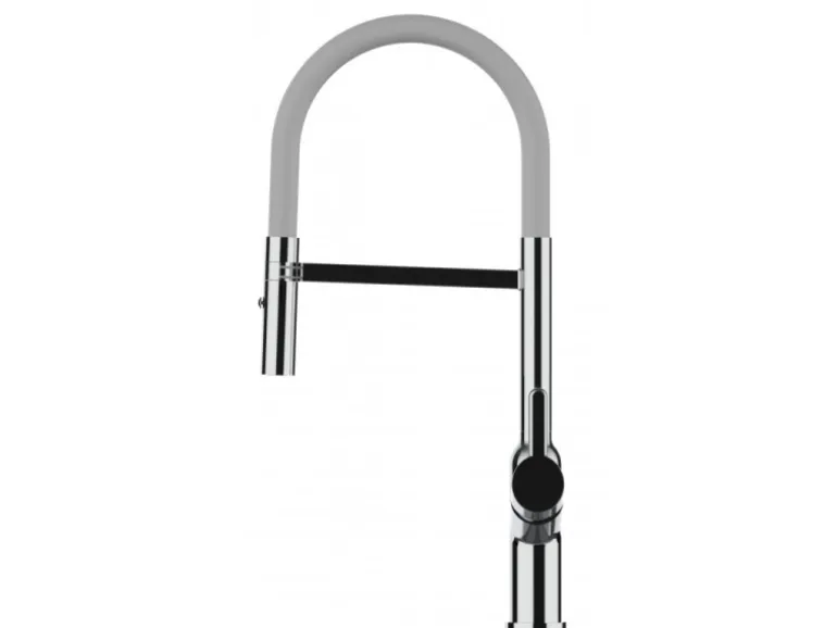 VIZIO Wasserhahn Küchenarmatur BOD mit 360° Schwenkbarem Auslauf Abnehmbare 2 Strahl Handbrause Verchromt Grau