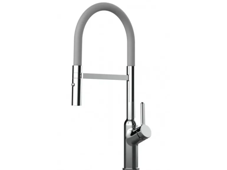 VIZIO Wasserhahn Küchenarmatur BOD mit 360° Schwenkbarem Auslauf Abnehmbare 2 Strahl Handbrause Verchromt Grau