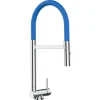 VIZIO Wasserhahn Vorfenster Küchenarmatur Umklappbar 45 CM mit 360° Schwenkbarem Auslauf Abnehmbare 2 Strahl Handbrause Verchromt   Blau
