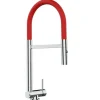 VIZIO Wasserhahn Vorfenster Küchenarmatur Umklappbar 45 CM mit 360° Schwenkbarem Auslauf Abnehmbare 2 Strahl Handbrause Verchromt   Rot