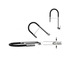 VIZIO Wasserhahn Vorfenster Küchenarmatur Umklappbar 45 CM mit 360° Schwenkbarem Auslauf Abnehmbare 2 Strahl Handbrause Verchromt Rot