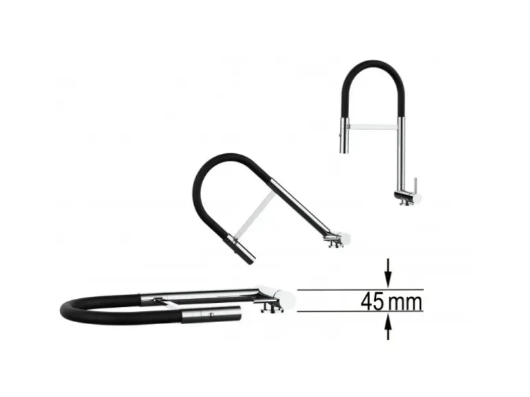 VIZIO Wasserhahn Vorfenster Küchenarmatur Umklappbar 45 CM mit 360° Schwenkbarem Auslauf Abnehmbare 2 Strahl Handbrause Verchromt Rot