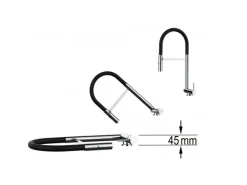 VIZIO Wasserhahn Vorfenster Küchenarmatur Umklappbar 45 CM mit 360° Schwenkbarem Auslauf Abnehmbare 2 Strahl Handbrause Verchromt Schwarz