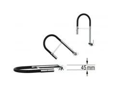 VIZIO Wasserhahn Vorfenster Küchenarmatur Umklappbar 45 CM mit 360° Schwenkbarem Auslauf Abnehmbare 2 Strahl Handbrause Schwarz Matt Grau
