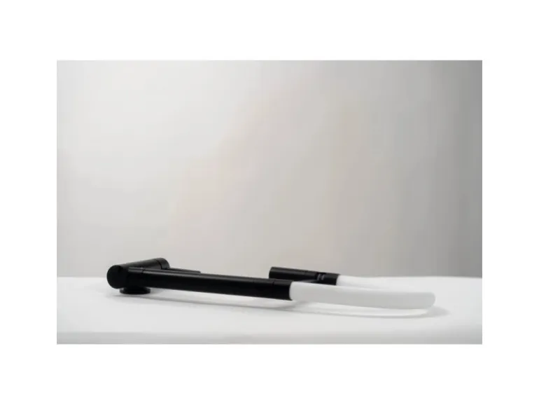 VIZIO Wasserhahn Vorfenster Küchenarmatur Umklappbar 45 CM mit 360° Schwenkbarem Auslauf Abnehmbare 2 Strahl Handbrause Schwarz Matt Weiß