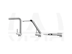 VIZIO Wasserhahn Vorfenster Küchenarmatur Umklappbar 6 CM LINKER HEBEL mit 360° Schwenkbarem L Auslauf Verchromt   Schwarz Granit