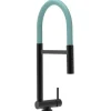 VIZIO Wasserhahn Vorfenster Küchenarmatur Umklappbar 45 CM mit 360° Schwenkbarem Auslauf Abnehmbare 2 Strahl Handbrause Schwarz Matt   Türkis