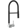 VIZIO Wasserhahn Vorfenster Küchenarmatur Umklappbar 6 CM mit 360° Schwenkbarem Auslauf Abnehmbare 2 Strahl Handbrause Schwarz Matt und Verchromt