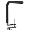 VIZIO Wasserhahn Vorfenster Küchenarmatur Umklappbar 6 CM mit 360° Schwenkbarem L  Auslauf Verchromt   Schwarz Granit