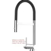 VIZIO Wasserhahn Vorfenster Küchenarmatur Umklappbar 6 CM LINKER HEBEL 360° Schwenkbarem Auslauf Abnehmbare 2 Strahl Brause Verchromt   Schwarz