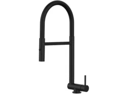 VIZIO Wasserhahn Vorfenster Küchenarmatur Umklappbar 45 CM mit 360° Schwenkbarem Auslauf Abnehmbare 2 Strahl Handbrause Schwarz Matt Schwarz