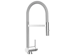 VIZIO Wasserhahn Vorfenster Küchenarmatur Umklappbar 6 CM mit 360° Schwenkbarem Auslauf Abnehmbare 2 Strahl Handbrause Verchromt   Grau