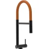 VIZIO Wasserhahn Vorfenster Küchenarmatur Umklappbar 45 CM mit 360° Schwenkbarem Auslauf Abnehmbare 2 Strahl Handbrause Schwarz Matt   Orange