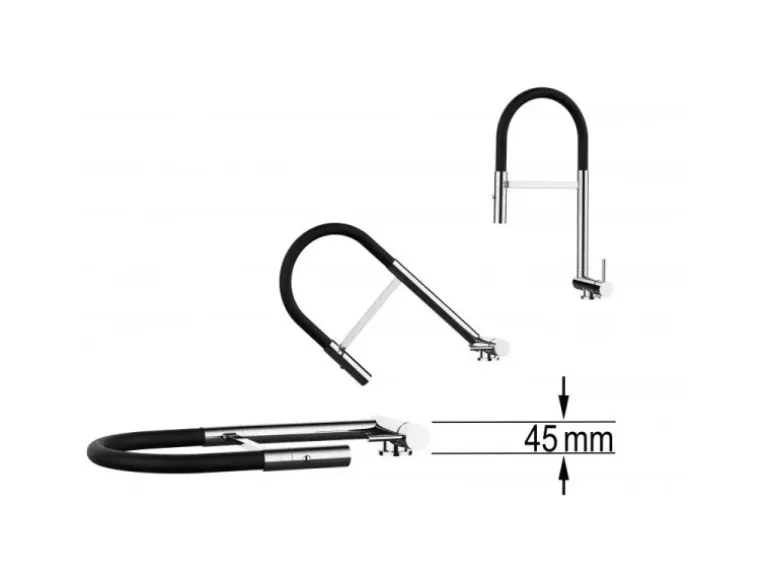 VIZIO Wasserhahn Vorfenster Küchenarmatur Umklappbar 45 CM mit 360° Schwenkbarem Auslauf Abnehmbare 2 Strahl Handbrause Schwarz Matt Orange