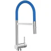 VIZIO Wasserhahn Vorfenster Küchenarmatur Umklappbar 6 CM mit 360° Schwenkbarem Auslauf Abnehmbare 2 Strahl Handbrause Verchromt   Blau