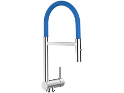 VIZIO Wasserhahn Vorfenster Küchenarmatur Umklappbar 6 CM mit 360° Schwenkbarem Auslauf Abnehmbare 2 Strahl Handbrause Verchromt   Blau