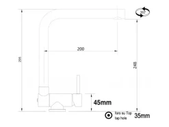 VIZIO Wasserhahn Vorfenster Küchenarmatur Umklappbar 45 CM mit 360° Schwenkbarem L Auslauf Schwarz Matt