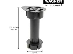 Wagner Sockelverstellfuß Justierbar L 115-185 mm Schwarz 4 Stück