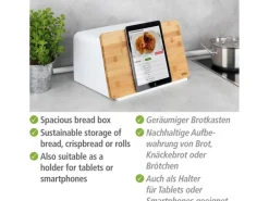 Wenko Brotkasten mit Bambusbrett Weiß