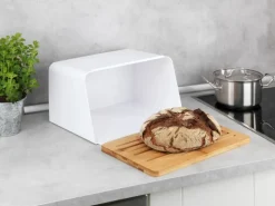 Wenko Brotkasten mit Bambusbrett Weiß