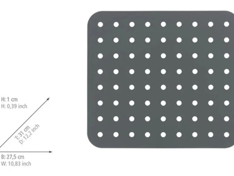 Wenko Spülbeckeneinlage Kristall Eckig 27,5 cm x 1 cm x 31 cm Grau