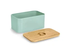 Zeller Brotkasten Metall mit Bambusdeckel 30 cm x 18 cm x 14 cm Mint