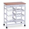 Zeller Küchenrollwagen MDF mit Bambusdekor-Top 66 cm x 36 cm x 76 cm Weiß
