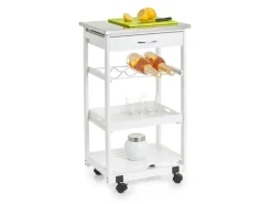 Zeller Küchenrollwagen mit Edelstahltop 82 cm x 37 cm x 47 cm Weiß