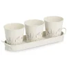 Zeller Kräutertopf-Set Flowers Metall 4-teilig Weiß