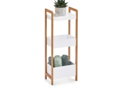 Zeller Standregal mit 3 Ablagefächern Bambus/MDF 74 cm x 22 cm x 28 cm Weiß